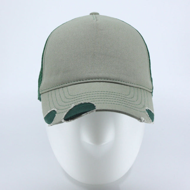 Distressed Cotton Twill Mesh Adjustable Trucker Baseball Cap