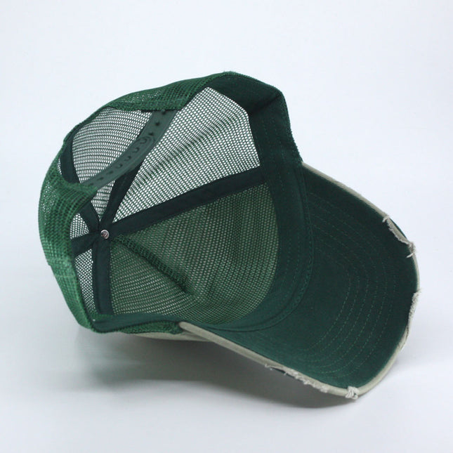 Distressed Cotton Twill Mesh Adjustable Trucker Baseball Cap