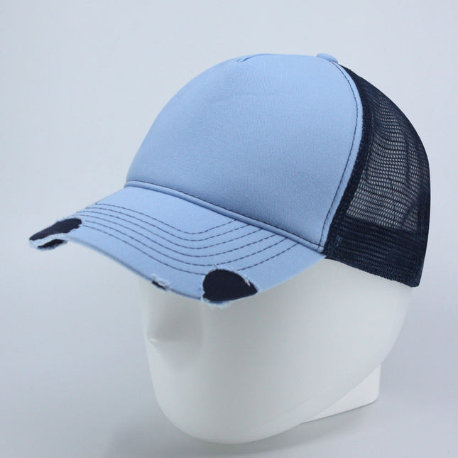 Distressed Cotton Twill Mesh Adjustable Trucker Baseball Cap