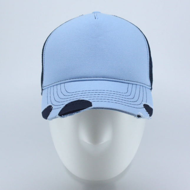 Distressed Cotton Twill Mesh Adjustable Trucker Baseball Cap