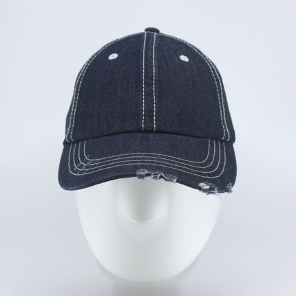 Distressed Denim Cotton Low Profile Mesh Adjustable Trucker Baseball Cap