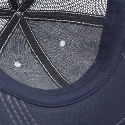 Distressed Denim Cotton Low Profile Mesh Adjustable Trucker Baseball Cap
