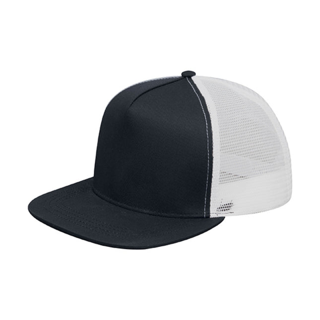 5 Panel Cotton Twill Flat Brim Mesh Back Adjustable Snapback Trucker Baseball Cap