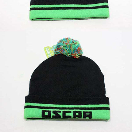 Sesame Street Oscar The Grouch Day Glow Black Knit Beanie