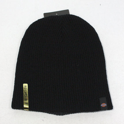Dickies Reversible Stripe Fleece Slouch Knit Cuff Beanie Black/Grey