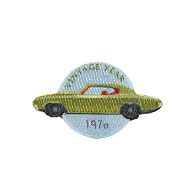Embroidered Vintage Car Cotton Sew-On Iron On Standard Woven Patch Applique - Vintage Car in 70s