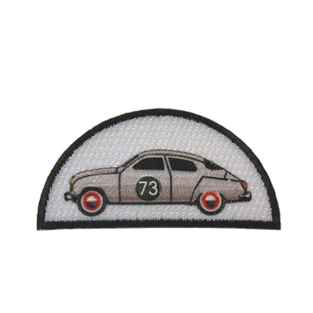 Embroidered Vintage Car Cotton Sew-On Iron On Standard Woven Patch Applique - No 73 Beige Car