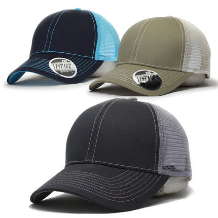 Two Tone Cotton Twill Mesh Adjustable Trucker Baseball Cap