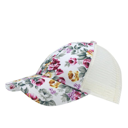 Rose Floral Print Mesh Baseball Cap