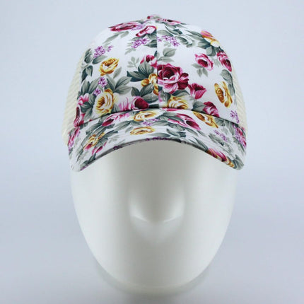 Rose Floral Print Mesh Baseball Cap