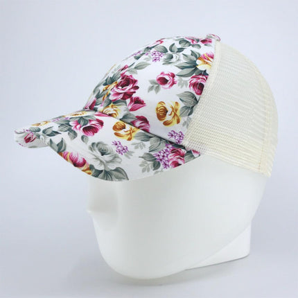 Rose Floral Print Mesh Baseball Cap