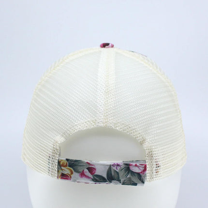 Rose Floral Print Mesh Baseball Cap