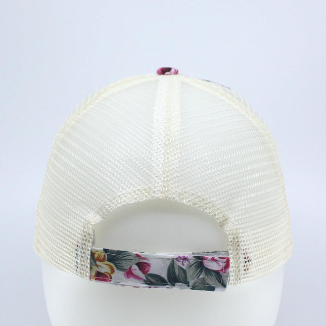 Rose Floral Print Mesh Baseball Cap