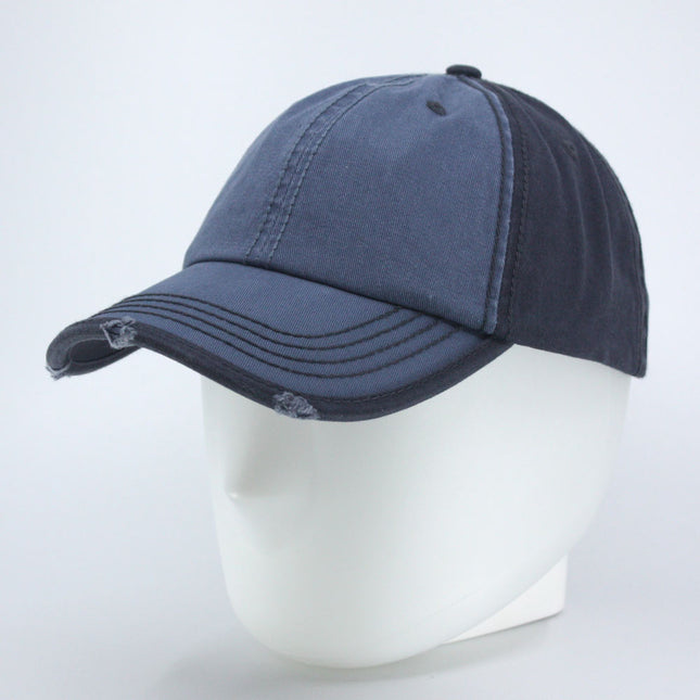 Washed Cotton Distressed Heavy Stitching Baseball Cap – Adjustable Dad Hat for Men & Women