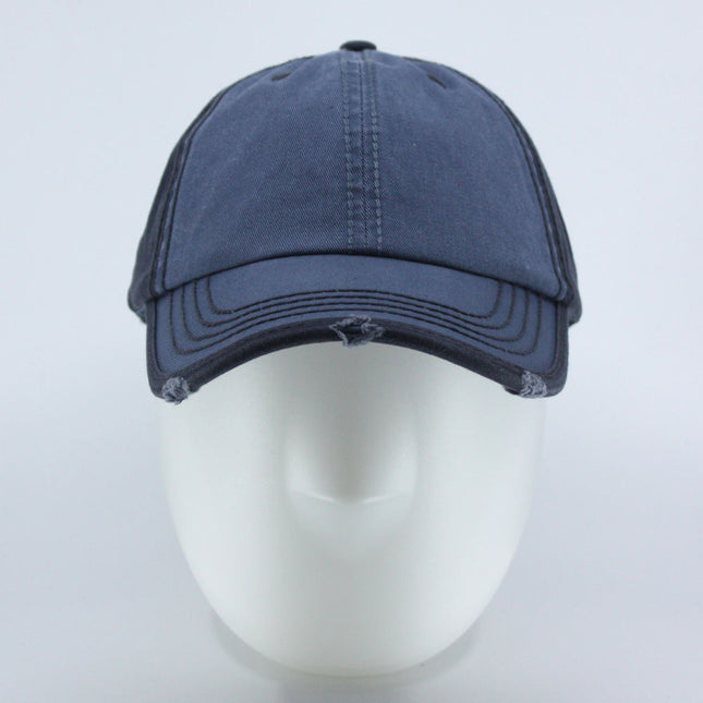 Washed Cotton Distressed Heavy Stitching Baseball Cap – Adjustable Dad Hat for Men & Women