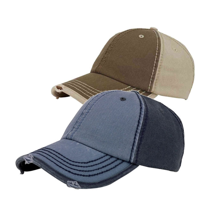 Washed Cotton Distressed Heavy Stitching Baseball Cap – Adjustable Dad Hat for Men & Women