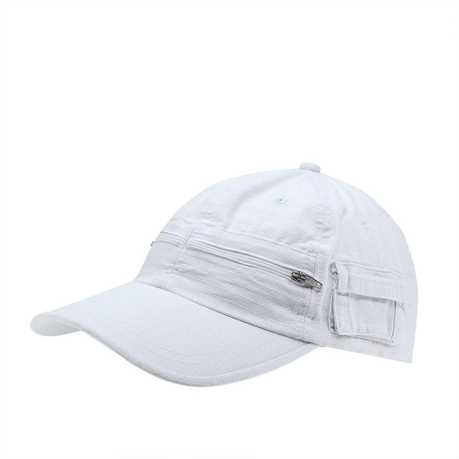 Zipper Pocket Washed Cotton Sandwich Camouflage Adjustable Baseball Cap