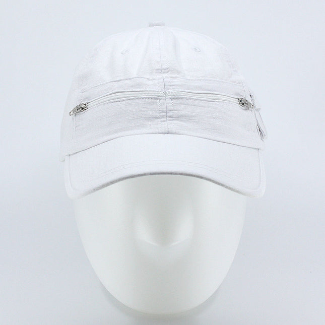 Zipper Pocket Washed Cotton Sandwich Camouflage Adjustable Baseball Cap