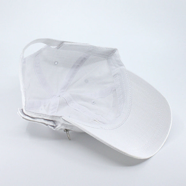Zipper Pocket Washed Cotton Sandwich Camouflage Adjustable Baseball Cap