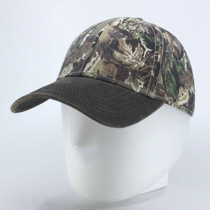 Camouflage Brown Heavy Washed Wax Coated Structured Adjustable Low Profile Baseball Cap