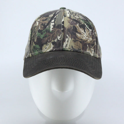 Camouflage Brown Heavy Washed Wax Coated Structured Adjustable Low Profile Baseball Cap