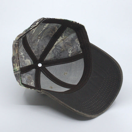 Camouflage Brown Heavy Washed Wax Coated Structured Adjustable Low Profile Baseball Cap