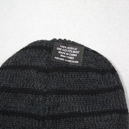 Dickies Reversible Stripe Fleece Slouch Knit Cuff Beanie Black/Grey