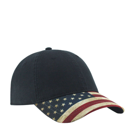 Vintage Washed Cotton United States Flag Visor Strapback Dad Hat Baseball Cap