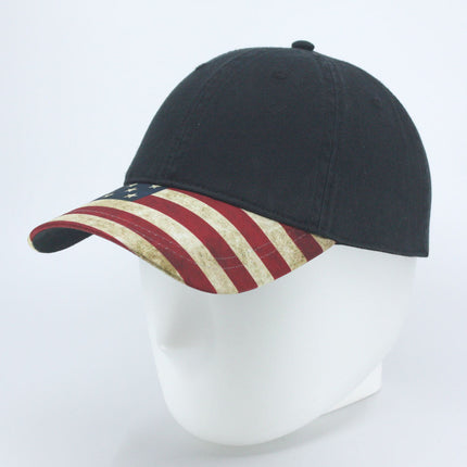 Vintage Washed Cotton United States Flag Visor Strapback Dad Hat Baseball Cap