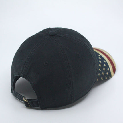 Vintage Washed Cotton United States Flag Visor Strapback Dad Hat Baseball Cap