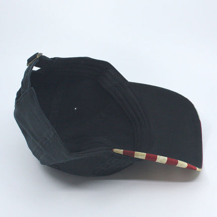 Vintage Washed Cotton United States Flag Visor Strapback Dad Hat Baseball Cap