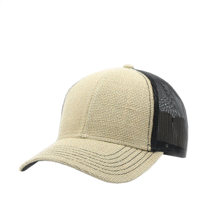 Natural Burlap Mesh Adjustable Trucker Baseball Cap
