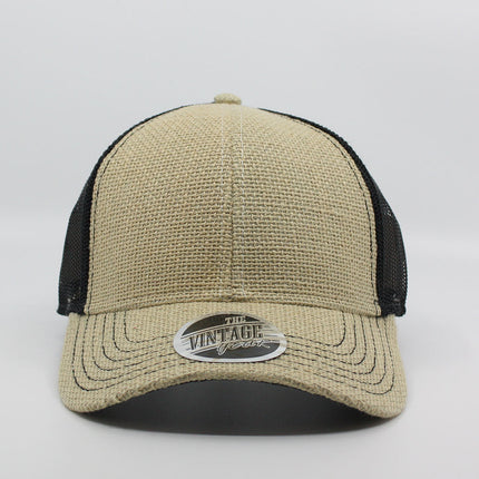 Natural Burlap Mesh Adjustable Trucker Baseball Cap