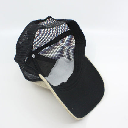 Natural Burlap Mesh Adjustable Trucker Baseball Cap