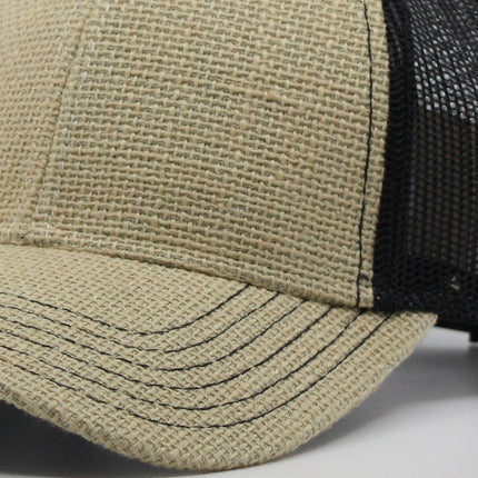 Natural Burlap Mesh Adjustable Trucker Baseball Cap