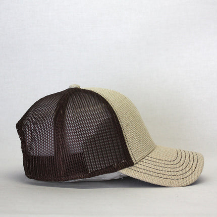 Natural Burlap Mesh Adjustable Trucker Baseball Cap