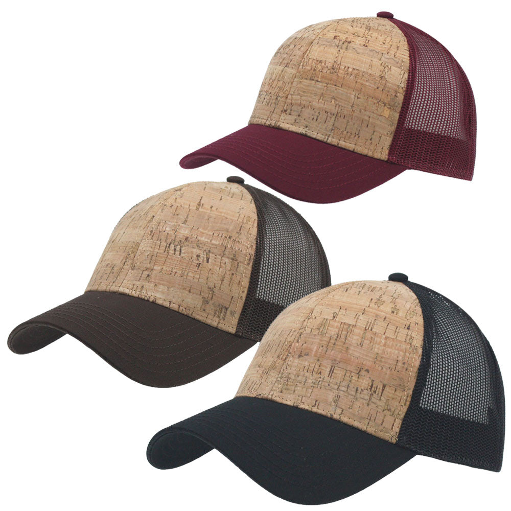 Low Profile Structured Mesh Straw Trucker Cap, Brown