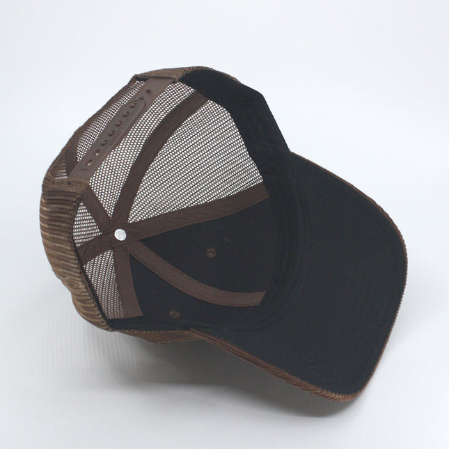 Corduroy Twill Solid Cotton Mesh Snap Back Trucker Baseball Cap