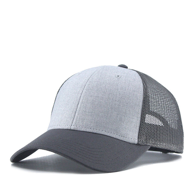 Tricolor Heather Gray Cotton Mesh Trucker Baseball Cap