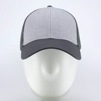 Tricolor Heather Gray Cotton Mesh Trucker Baseball Cap
