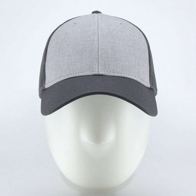 Tricolor Heather Gray Cotton Mesh Trucker Baseball Cap