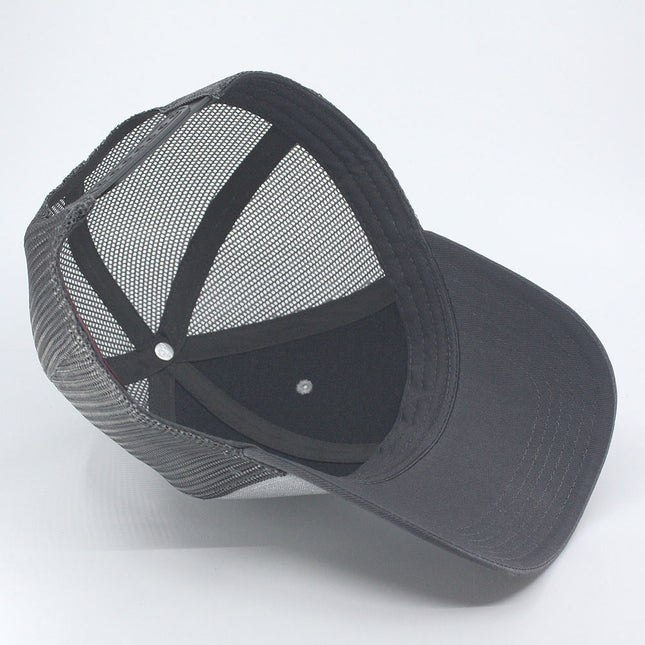 Tricolor Heather Gray Cotton Mesh Trucker Baseball Cap