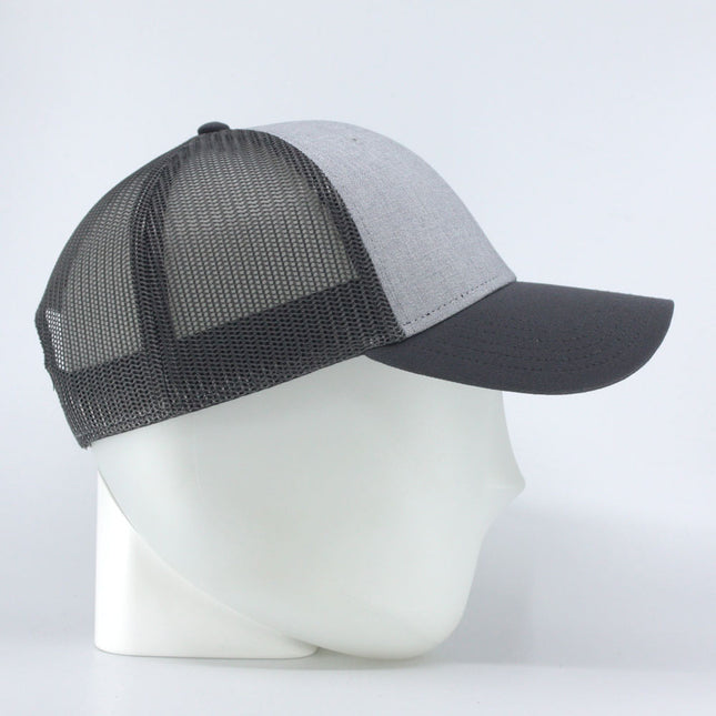 Tricolor Heather Gray Cotton Mesh Trucker Baseball Cap