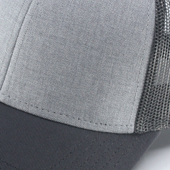 Tricolor Heather Gray Cotton Mesh Trucker Baseball Cap