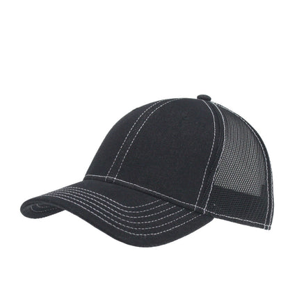 Denim Cotton Low Profile Mesh Adjustable Strapback Trucker Baseball Cap