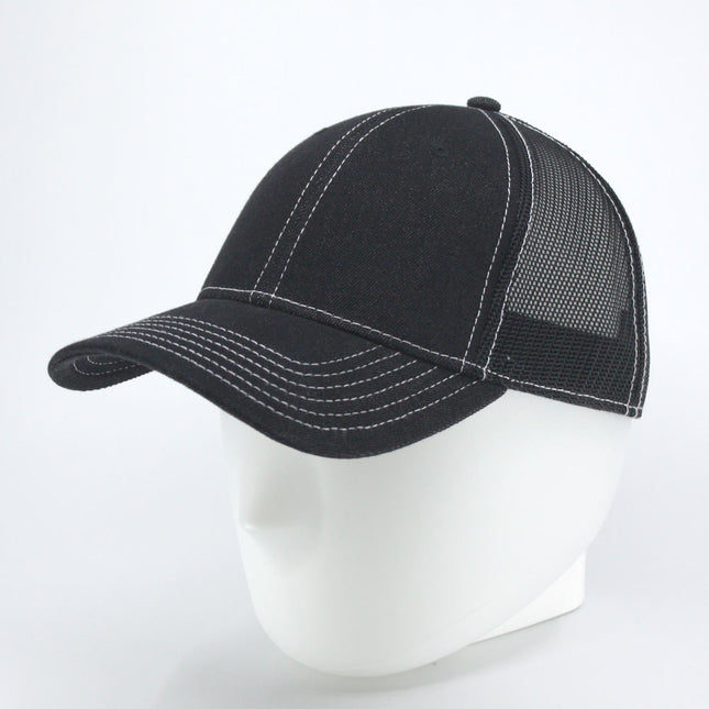 Denim Cotton Low Profile Mesh Adjustable Strapback Trucker Baseball Cap