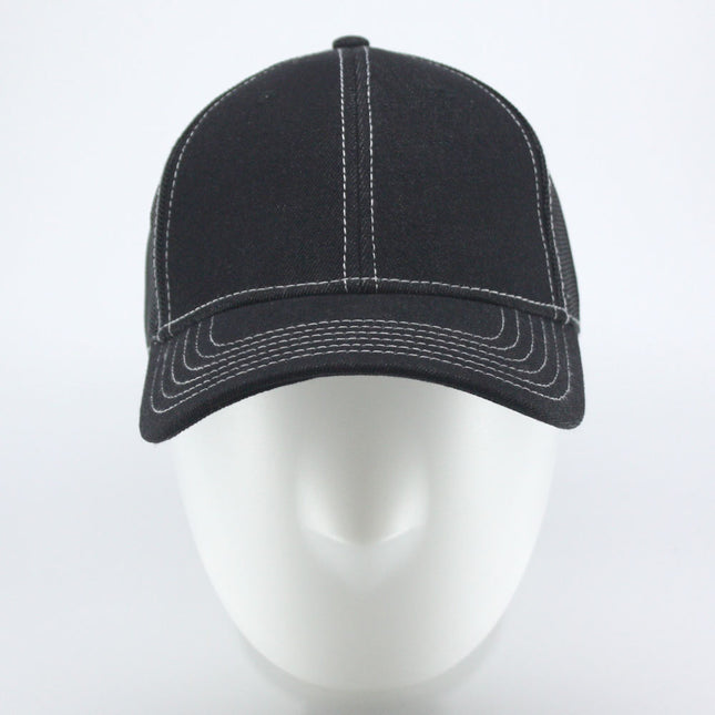 Denim Cotton Low Profile Mesh Adjustable Strapback Trucker Baseball Cap