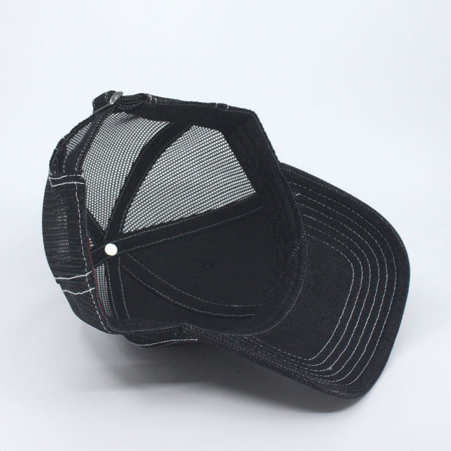 Denim Cotton Low Profile Mesh Adjustable Strapback Trucker Baseball Cap