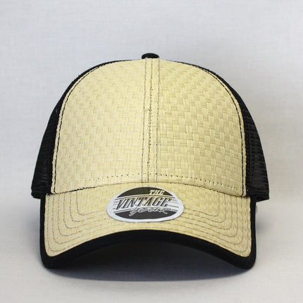 Natural Toyo Straw Mesh Adjustable Trucker Baseball Cap