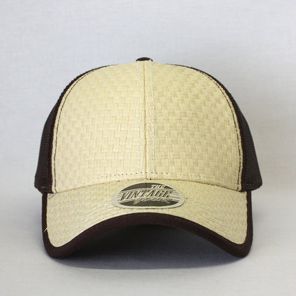 Natural Toyo Straw Mesh Adjustable Trucker Baseball Cap